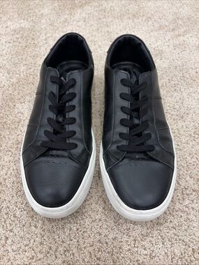 Greats Black Leather Low-Top Sneakers with White Sole 10